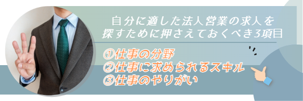 自分に適した法人営業の求人を探すために押さえておくべき3項目