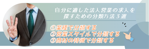 自分に適した法人営業の求人を 探すための分類方法3選